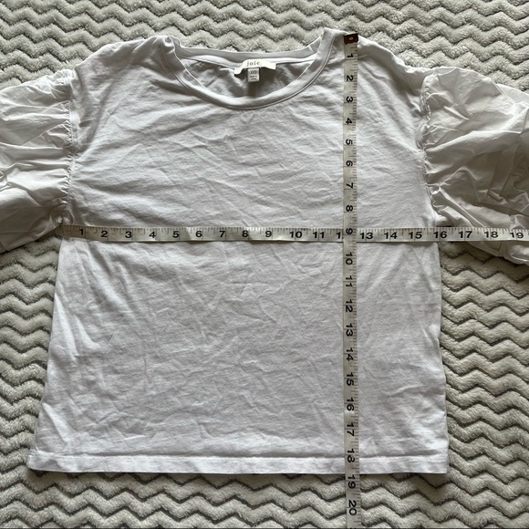 Joie White Bee Short Double Puff-Sleeve Cropped Pullover Top Sz XXS - Picture 7 of 7